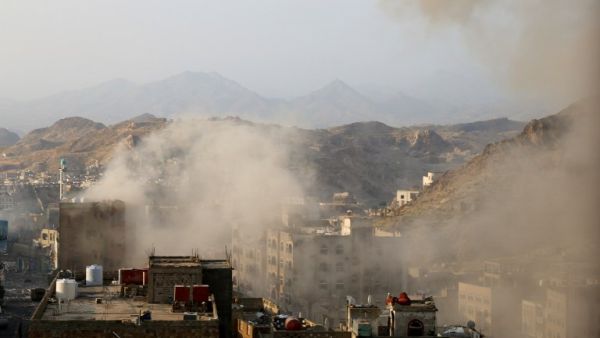 Smoke from an airstrike is seen in Yemen. Kuwait, which has supported the Saudi-led coalition with its air force, is now planning to send ground troops to Saudi Arabia. (AFP/File)