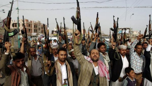 Houthi militants brandish their weapons during a rally in the Yemeni capital Sanaa. (AFP/ File Photo)