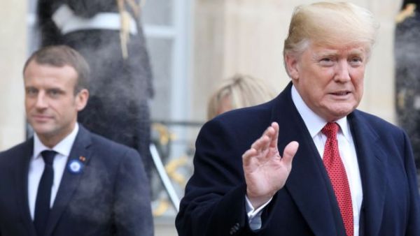 ترامب يحرج ماكرون أمام قصر الإليزيه يوم الشبت الماضي