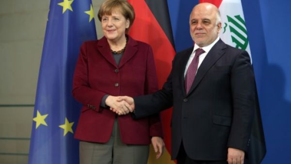 رئيس الوزراء العراقي حيدر العبادي مع المستشارة الالمانية انغيلا ميركل 