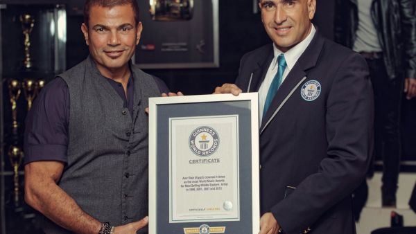 Amr is the 1st Arab singer to achieve a Guinness World Record title for Most World Music Awards for Best Selling Middle Eastern Artist. (Facebook)