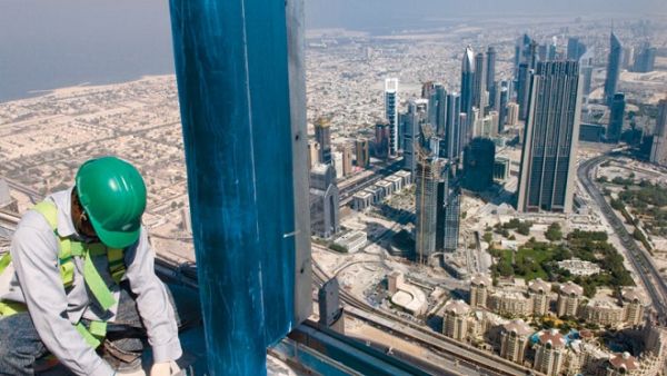 A construction employee working atop a skyscraper in Dubai. (File photo)