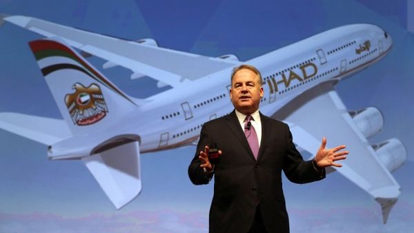 James Hogan, Etihad's President and CEO, said the carrier has done all it could to support Alitalia but is now backing off. (AFP/ Karim Sahib)