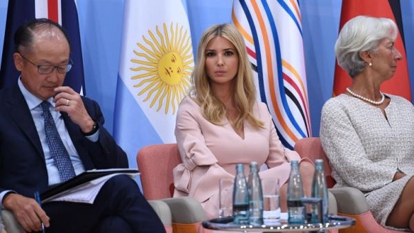 World Bank Group President Jim Yong Kim (L), the daughter of the US President Ivanka Trump (C) and the Managing Director of the IMF Christine Lagarde (R) attend the Women's Entrepreneurship Finance Event at the G20 Summit in Hamburg, Germany, on July 8, 2017. (AFP) 