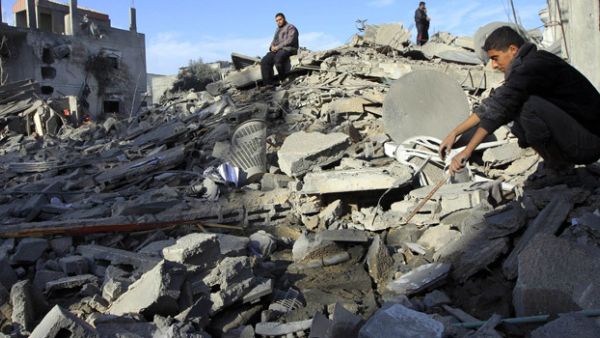 A file photo of the aftermath of an Israeli airstrike outside of Rafah. (AFP/File)