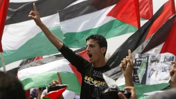 العلم الفسطيني عاليا .. 