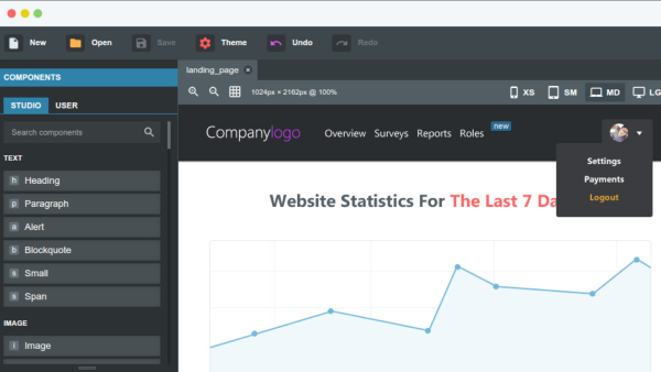 يمكن للمستخدم الاعتماد على أداة Bootstrap Studio، وهي أداة مخصصة لتصميم مواقع الإنترنت التي تدعم الاستجابة أو ما يُعرف بـ responsive websites، وذلك بالاعتماد على إطار عمل Bootstrap