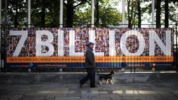 The UN Population Fund says the projected arrival today of the world's 7 billionth citizen means there are twice as many people sharing the Earth's resources as there were in the 1960s
