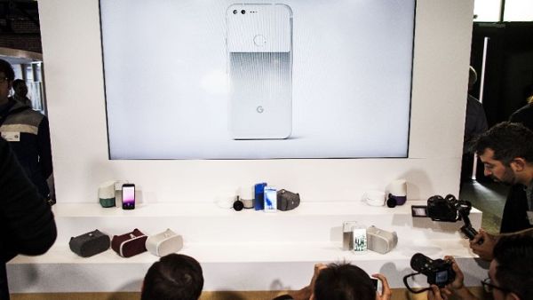 Google unveiled several new products at its big hardware event Wednesday in San Francisco, including the new Pixel 2 and Pixel 2 XL phones, a new Pixelbook, a Google Home Mini, and a VR-powered Google Daydream View. (Ramin Talaie/ AFP)