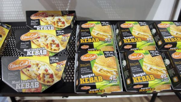 Halal meat available at a French Carrefour supermarket. (AFP/File)