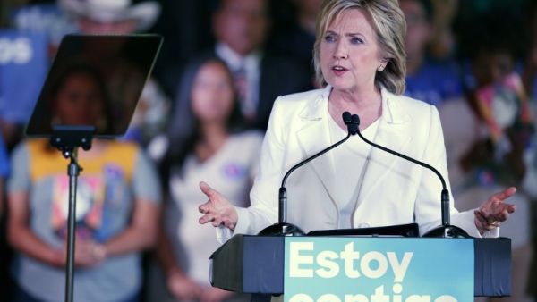 The presidential candidate has reaffirmed her support for Israel, but one Palestinian feminist is asking her not to forget Palestinian women. (AFP/File)