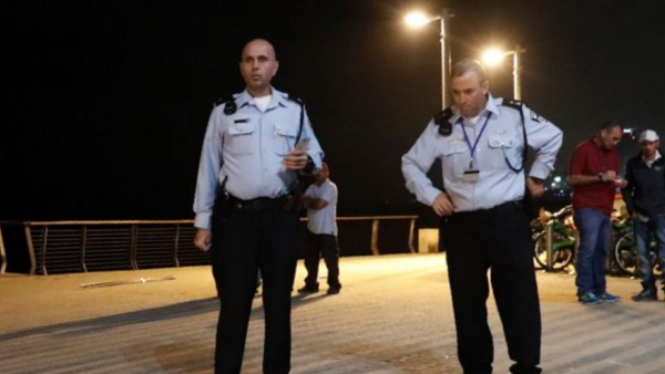 Israeli police officers in Jaffa after a stabbing in March. (credit: AFP)