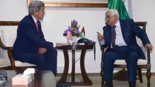 Palestinian President Mahmoud Abbas holds a meeting with US Secretary Of State John Kerry on December 5, 2013 in Jerusalem, Israel. 