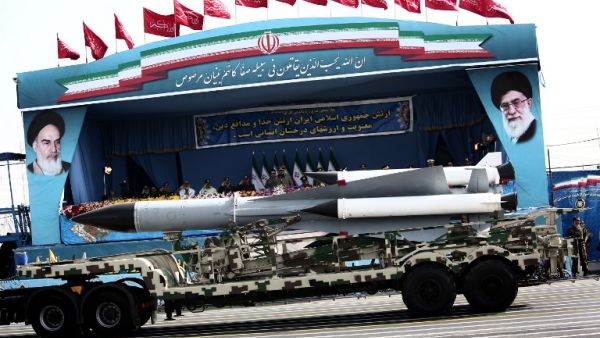A surface to air missile paraded on Army Day in Tehran. (Image: AFP/Behrouz Mehri)