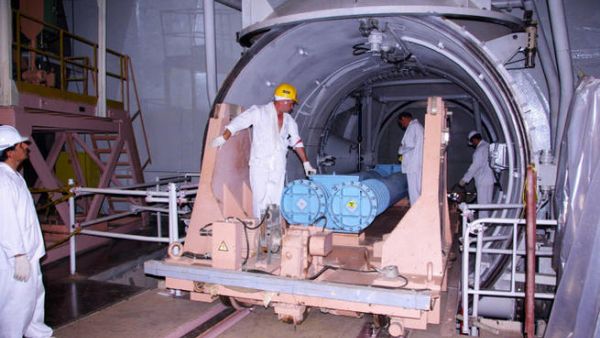 This handout image supplied by the IIPA (Iran International Photo Agency) shows a view of the reactor building at an Iranian nuclear power plant as the first fuel is loaded. (Image credit: Getty)
