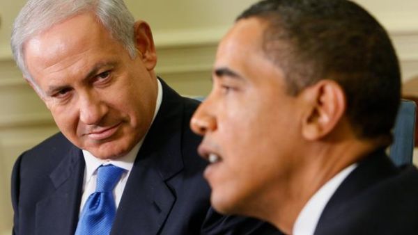 Obama and Netanyahu discuss Israel-Palestine peace efforts. [algemeir]