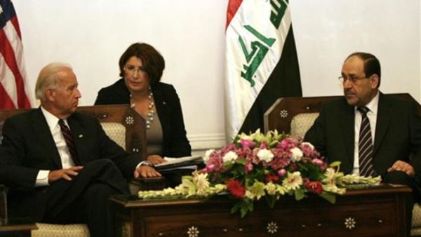 المالكي مجتمعا بنائب الرئيس الاميركي، جو بايدن/أ.ف.ب