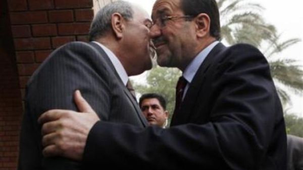 رئيسا وزراء العراق الحالي  نوري المالكي والاسبق اياد علاوي