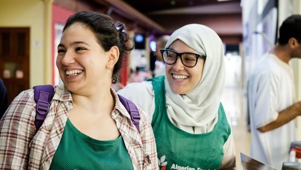 Lylia and Sabirne Bouras, sisters and both volunteering with the food bank. (Karim Mostafa)

