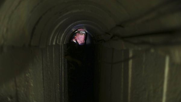 A Qassam Brigades fighter in a Gaza tunnel. (Abed Zagout)