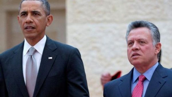 President Barack Obama of the U.S. stands shoulder to shoulder with Jordan's King Abdullah II President Barack Obama of the U.S. stands shoulder to shoulder with Jordan's King Abdullah II