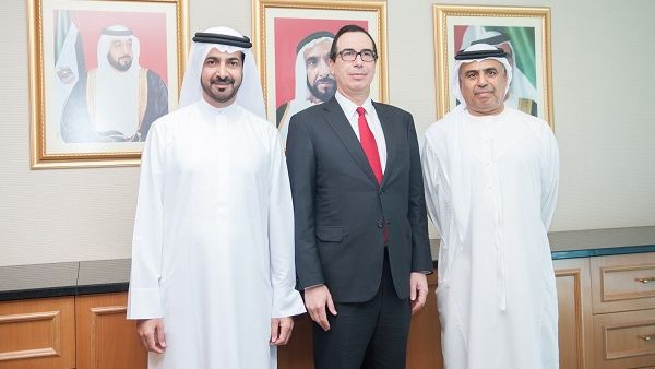 HE Obaid Humaid Al Tayer, Minister of State for Financial affairs, met today with the US Treasury Secretary Steven Menuchin, in the Ministry's headquarters in Abu Dhabi. HE Obaid Humaid Al Tayer, Minister of State for Financial affairs, met today with the US Treasury Secretary Steven Menuchin, in the Ministry's headquarters in Abu Dhabi.