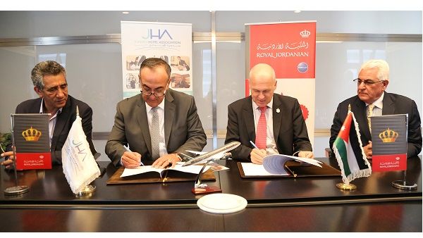 RJ President/CEO Stefan Pichler and JHA Chairman Abdul Hakeem Al-Hindi signed the agreement at the airline’s headquarters. RJ President/CEO Stefan Pichler and JHA Chairman Abdul Hakeem Al-Hindi signed the agreement at the airline’s headquarters.