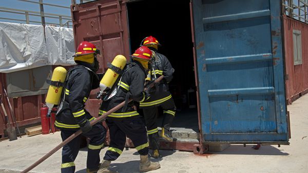 Lebanese Civil Defense at an emergency response training with UNILIF. (Twitter)
