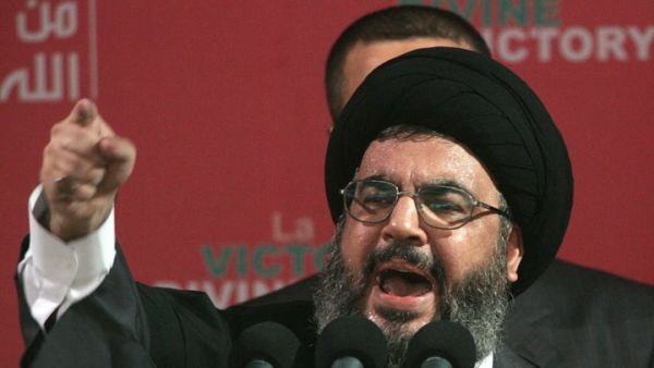Hezbollah leader Sayyed Hasan Nasrallah promised support for Syria's President Assad in a televised address (archive picture)