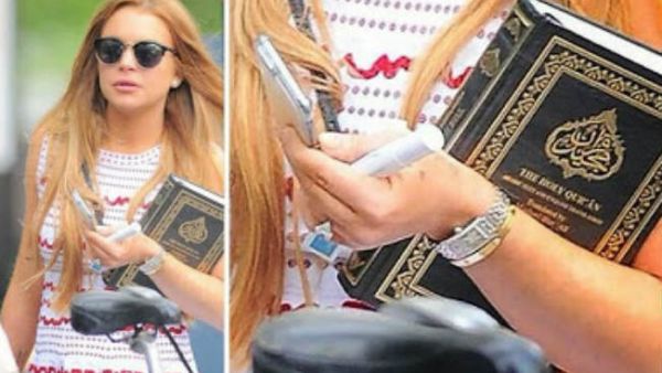 Lindsay when she was spotted carrying a copy of the Quran in 2015. (File photo)