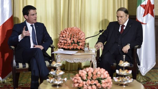 French Prime Minister Manuel Valls meets Algerian President Abdelaziz Bouteflika at his residence during an official visit on April 10, 2016 in Zeralda, a suburb of the capital. (AFP/Eric Feferberg) French Prime Minister Manuel Valls meets Algerian President Abdelaziz Bouteflika at his residence during an official visit on April 10, 2016 in Zeralda, a suburb of the capital. (AFP/Eric Feferberg)