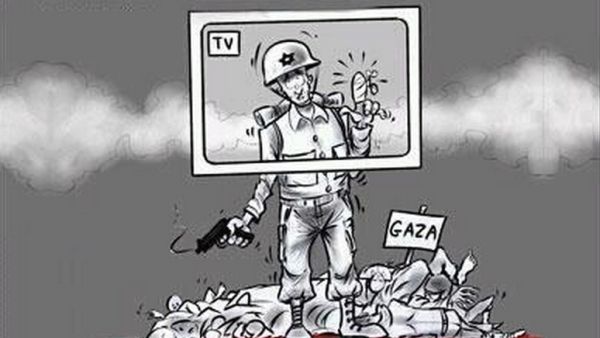 Political cartoons circulating online show both sides in the Israeli-Palestinian conflict feel victimized in the media. (Twitter)