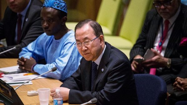 UN leader Ban Ki-moon on July 12 2013, at UN headquarters New York (ANDREW BURTON / GETTY IMAGES NORTH AMERICA / AFP)