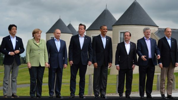Cameron is hosting Obama, Putin, German Chancellor Angela Merkel, French President Francois Hollande, Japanese Prime Minister Shinzo Abe, Canadian Prime Minister Stephen Harper and Italian Prime Minister Enrico Letta.. (AFP)