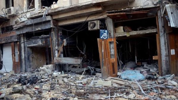 The old souk of the northern Syrian city of Aleppo on Thursday after Syrian government forces allegedly recaptured the area from opposition forces. (AFP PHOTO /STR)