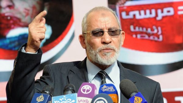 A December 8, 2012 file photo shows Muslim Brotherhood leader Mohammed Badie speaking during a press conference (AFP)