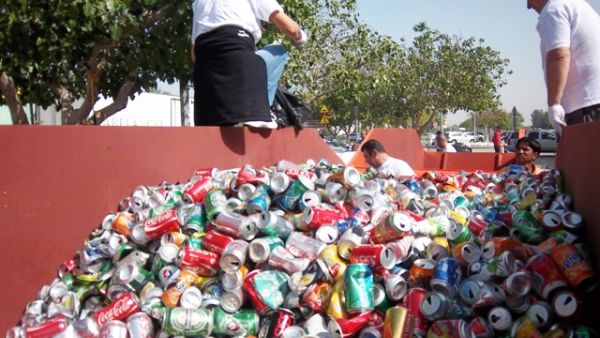 The collected cans were sent for recycling and were prevented from being dumped in a landfill