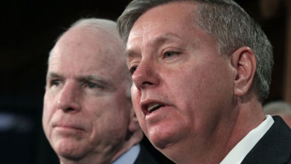 US Lawmakers John McCain and Lindsey Graham expressed doubts regarding the success of the proposed Geneva peace talks in ending the conflict in Syria (AP)