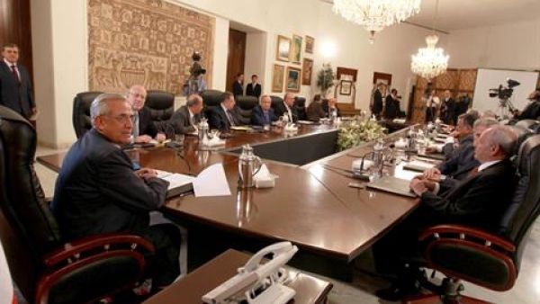 Political leaders gather at the National Dialogue table at Baabda Palace last year. Image courtesy of The Daily Star. 