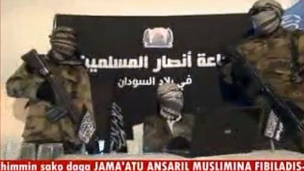 Members of the Ansaru group speaking in an unverified location on Dec 24 2012 (AFP Photo)
