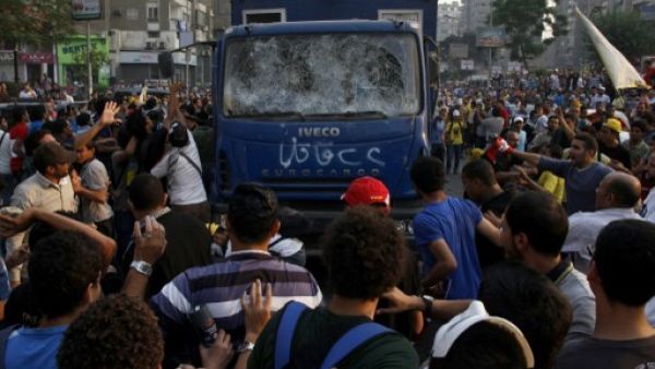Pro-Morsi supporters in Alexandria were hit with tear gas during a protest on Monday. (AFP)