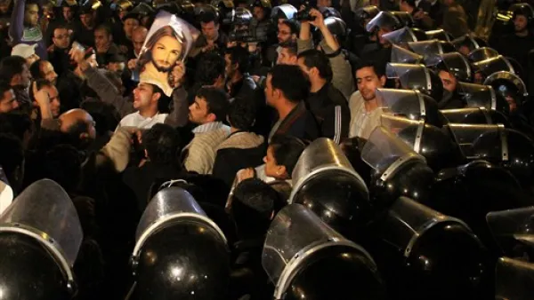As Egypt went on high alert ahead of Coptic Christmas, Christians and Muslims joined ranks in a mass protest under the watchfull eyes of riot police
