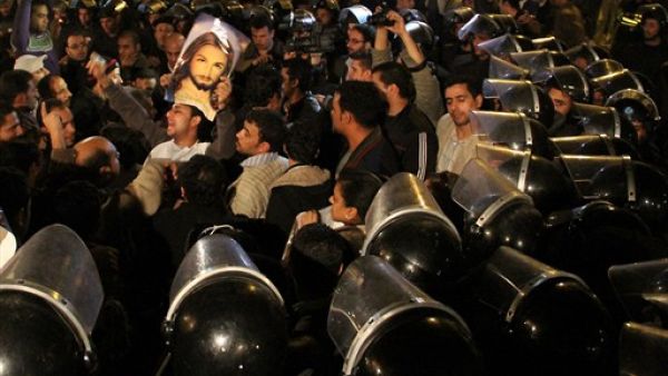 As Egypt went on high alert ahead of Coptic Christmas, Christians and Muslims joined ranks in a mass protest under the watchfull eyes of riot police As Egypt went on high alert ahead of Coptic Christmas, Christians and Muslims joined ranks in a mass protest under the watchfull eyes of riot police