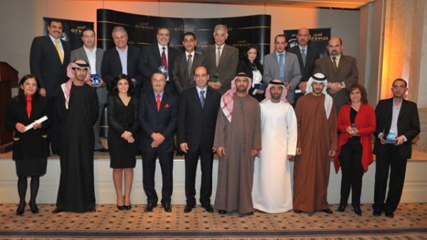 Raymond Korban, RGM Middle East and Africa, UAE Diplomats, UAE Embassy to Jordan and Etihad Amman office team at the awards ceremony