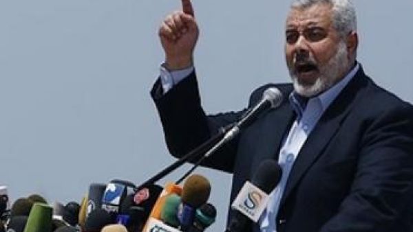Hamas Prime Minister Ismail Haniyeh called on media officials to stop their "baseless" claims against Hamas in his speech Saturday (Associated Press)