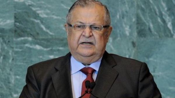 Jalal Talabani, President of Iraq, speaking during the United Nations General Assembly at UN headquarters in New York. ( AFP PHOTO/Stan HONDA)