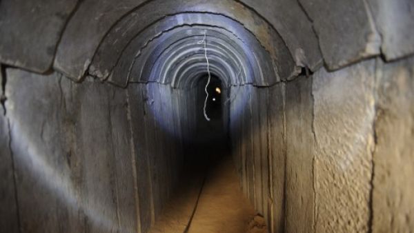 A view inside the tunnel that Israeli security forces discovered beneath the Gaza-Israeli border last week. Hamas on Monday claimed responsibility for the tunnels. (AFP)