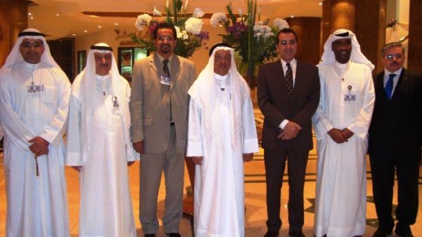 Haitham Nassar, Ramses Hilton General Manager and Medhat Samir, Director of Business Development with the delegation upon their arrival to the hotel