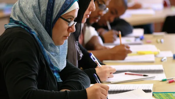 Students attending university to get their M.B.A degree.