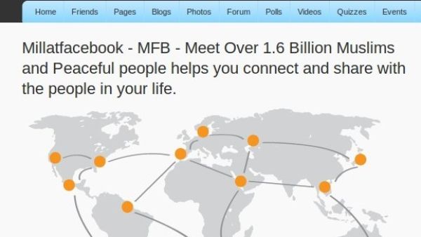 Millat Facebook's homepage- It is viewed as a Facebook alternative for Muslims.